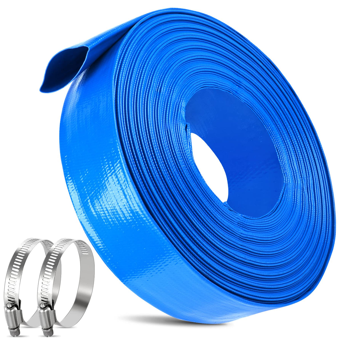MYFAMIREA backwash hose extended for 2-inch connections, ideal for pool filtration.