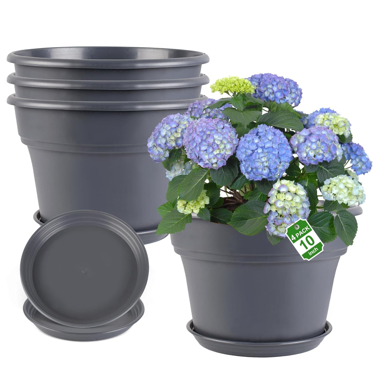 Myfeegoin 10-inch plant pot with rolled rim for easy transport.