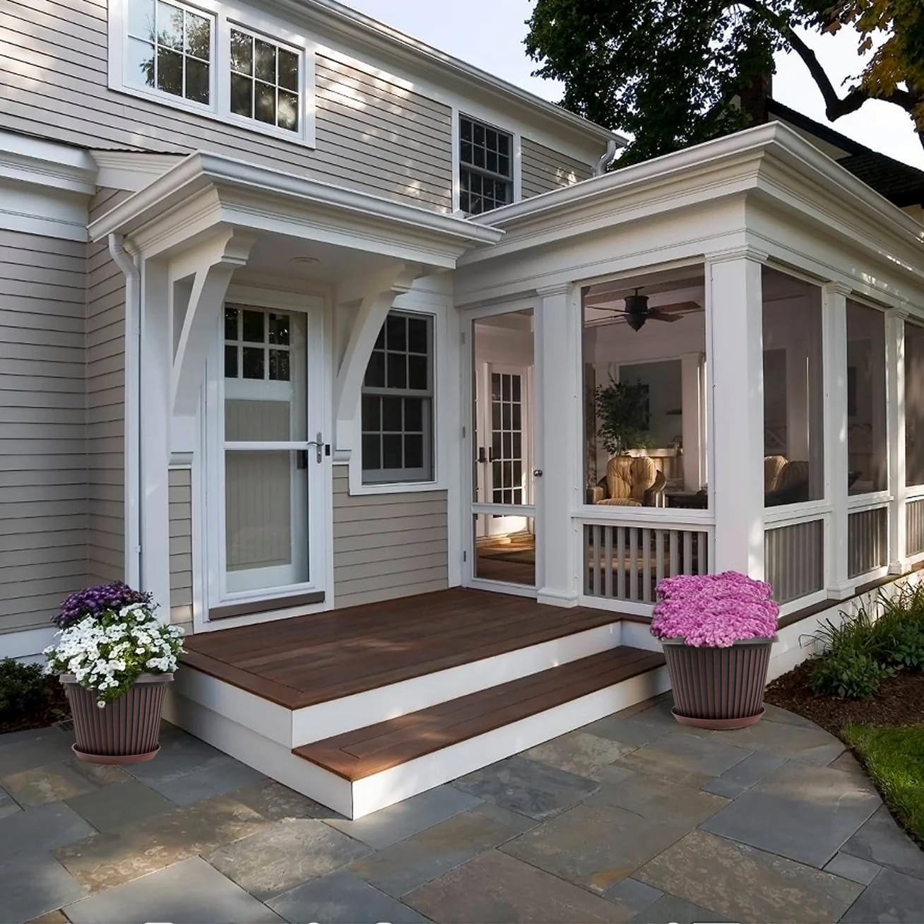 Myfeegoin 4-pack indoor-outdoor planters offer flexible placement across rooms and patios.