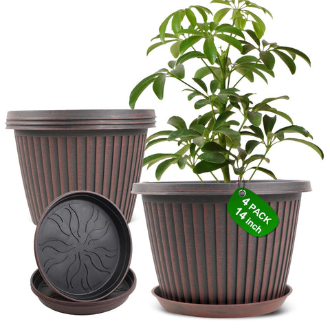 Myfeegoin large 14inch ribbed planter adds modern style to indoor and outdoor spaces.