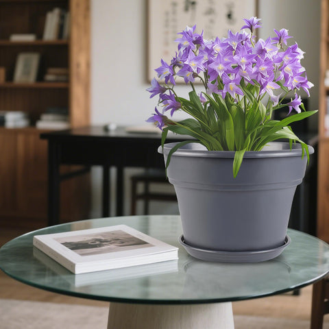 Myfeegoin minimalist grey pot complements patios and interiors.