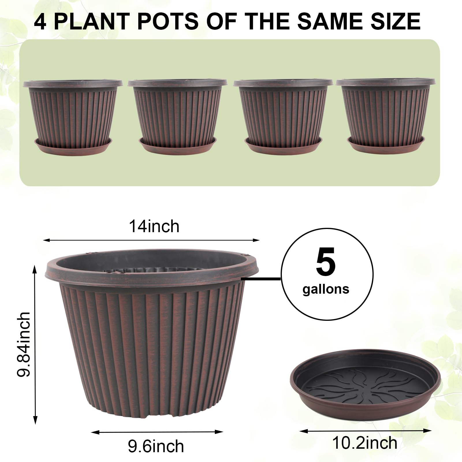 Myfeegoin plant pot with saucer and drainage holes for better water management.