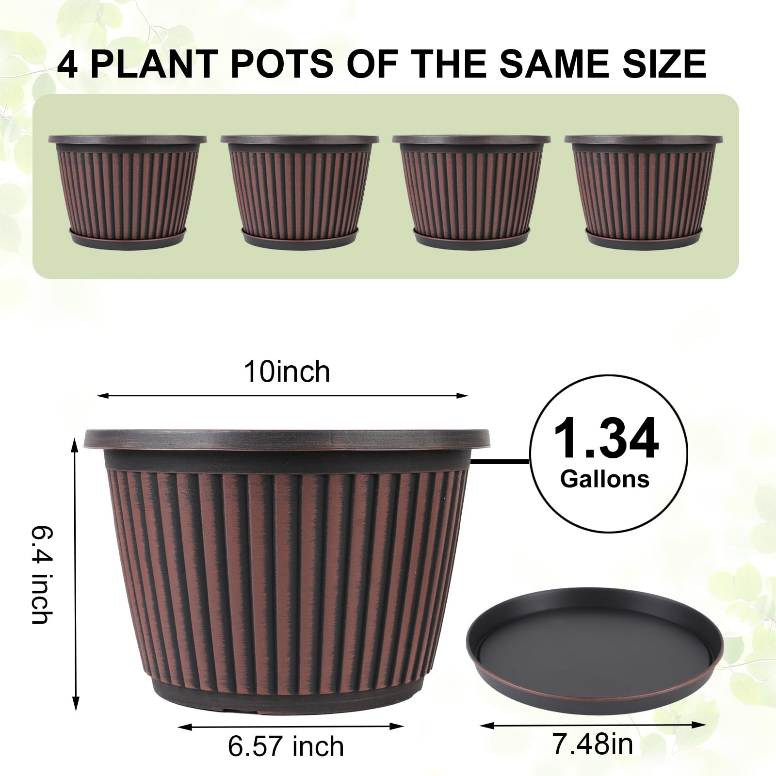 Myfeegoin 10-inch planters suitable for indoor and outdoor spaces and easy to move.