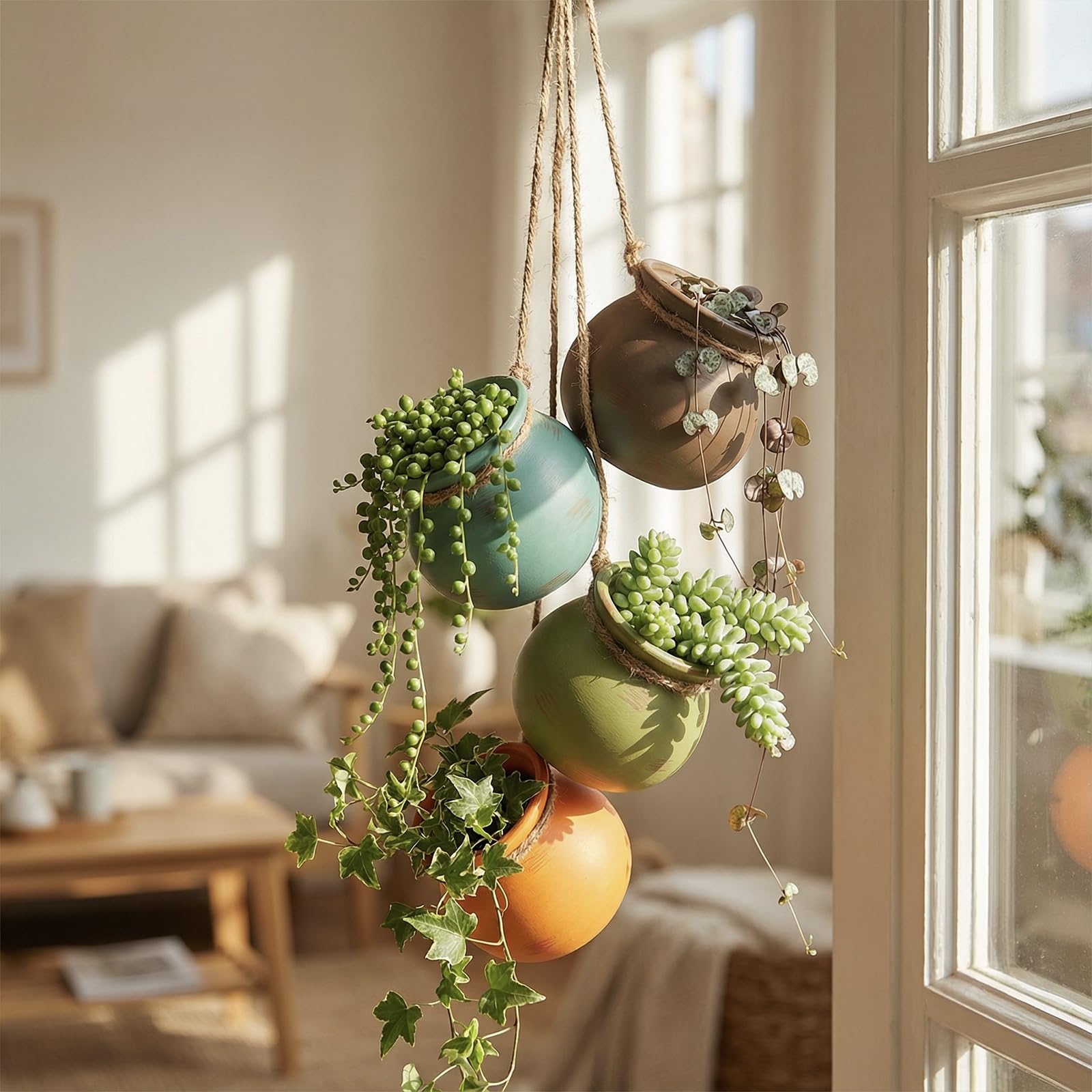 MyGift Dangling Southwest Desert orange-brown pots add warm rustic flair