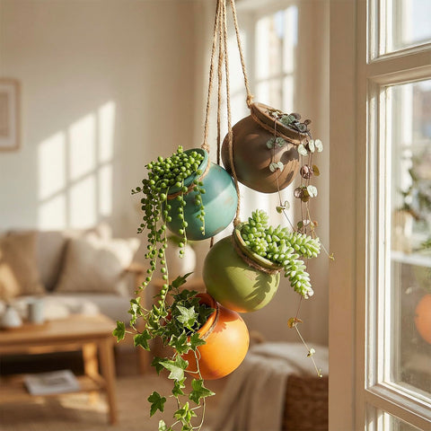 MyGift Dangling Southwest Desert orange-brown pots add warm rustic flair