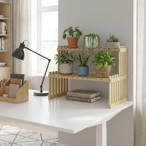 MyGift desk organizer rack keeps supplies within reach
