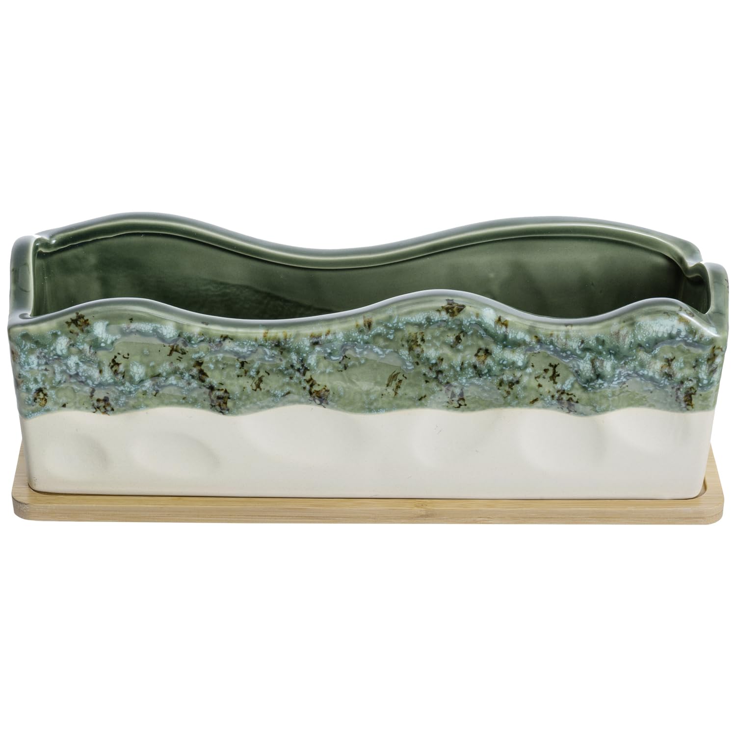 Planter and tray together measure about 12.9 x 3.7 x 4.1 inches.