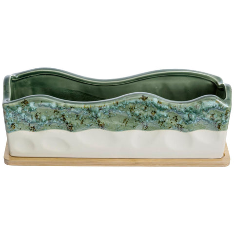 Planter and tray together measure about 12.9 x 3.7 x 4.1 inches.
