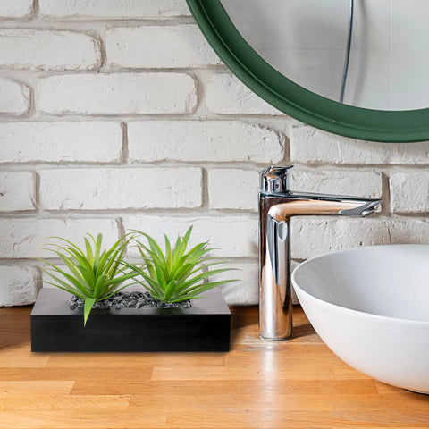 Desk display with MyGift grass creates a fresh, low-maintenance vibe.