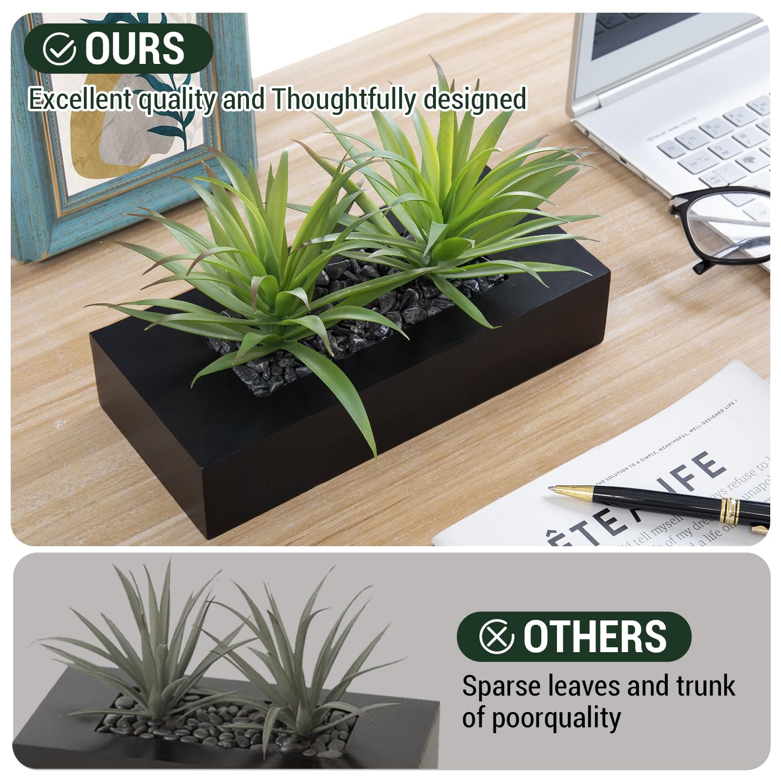 Textured faux grass detail and planter finish for modern interiors.