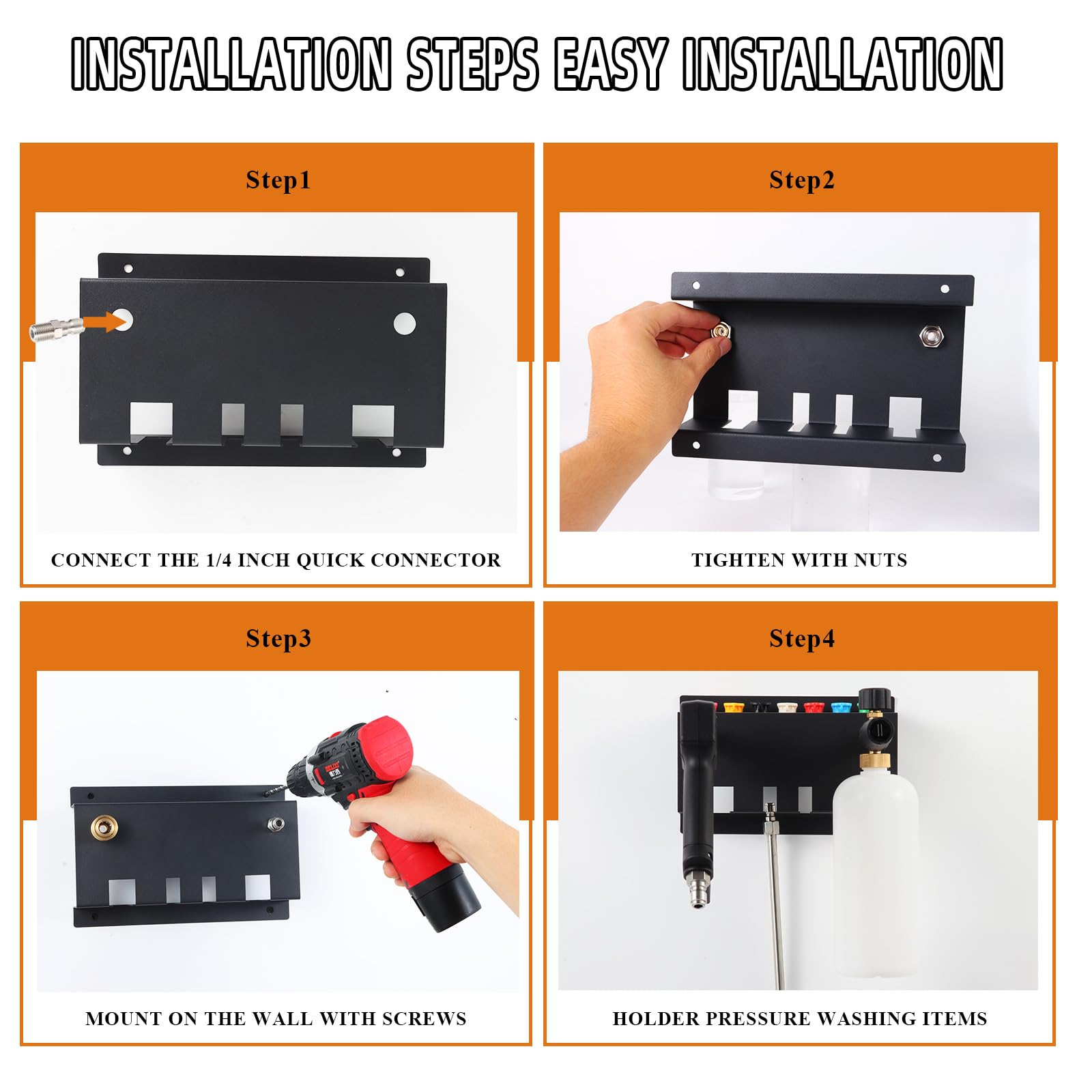 MYHLPER 1/4-inch quick-connect holders tidy the connectors for faster setups.