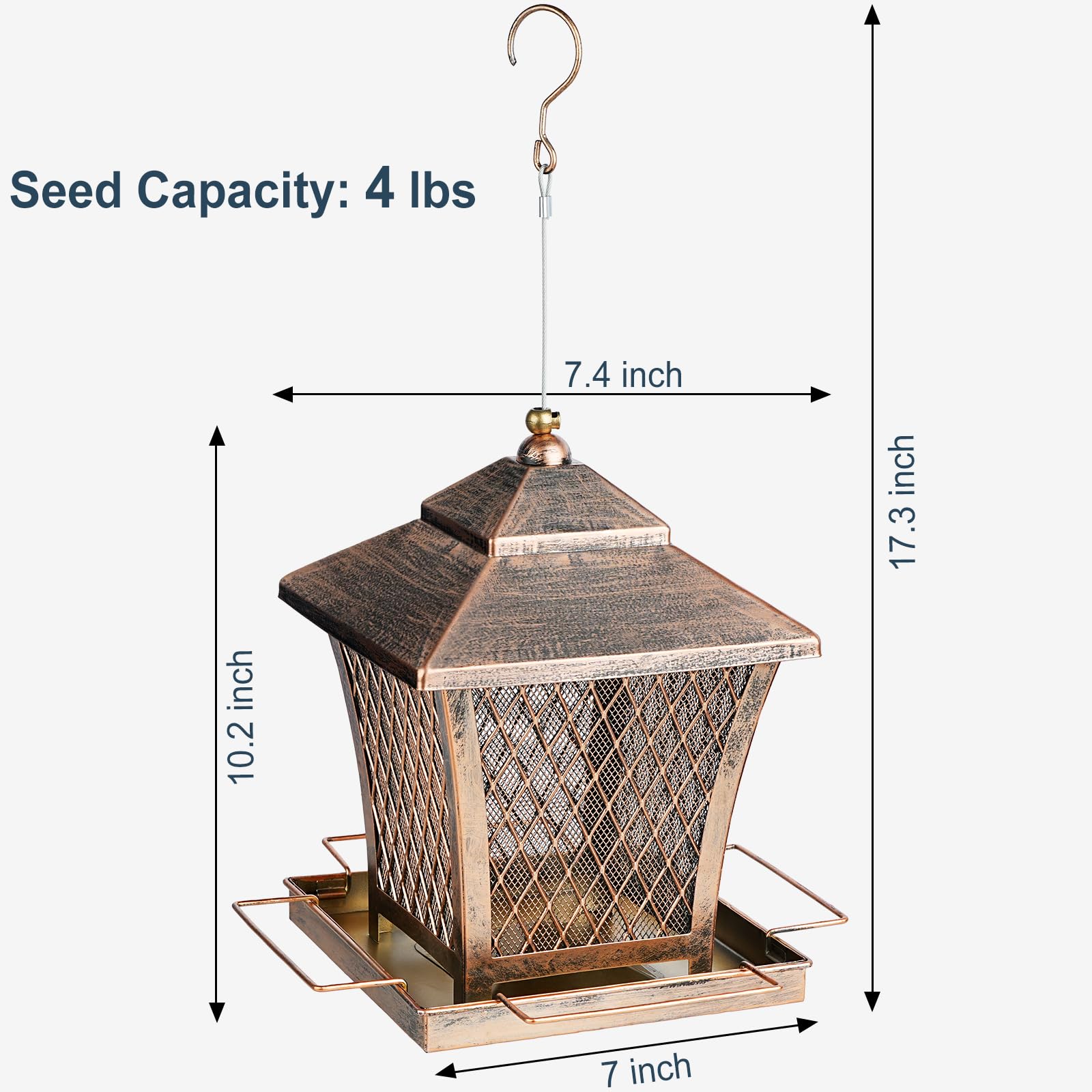 MYITYARD bird feeder with 4 lbs capacity minimizes refills for busier feeding