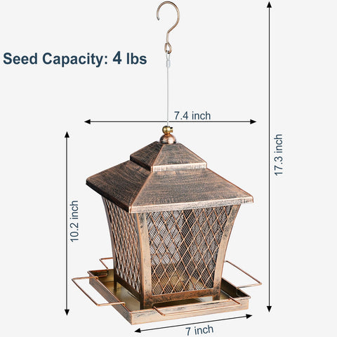 MYITYARD bird feeder with 4 lbs capacity minimizes refills for busier feeding