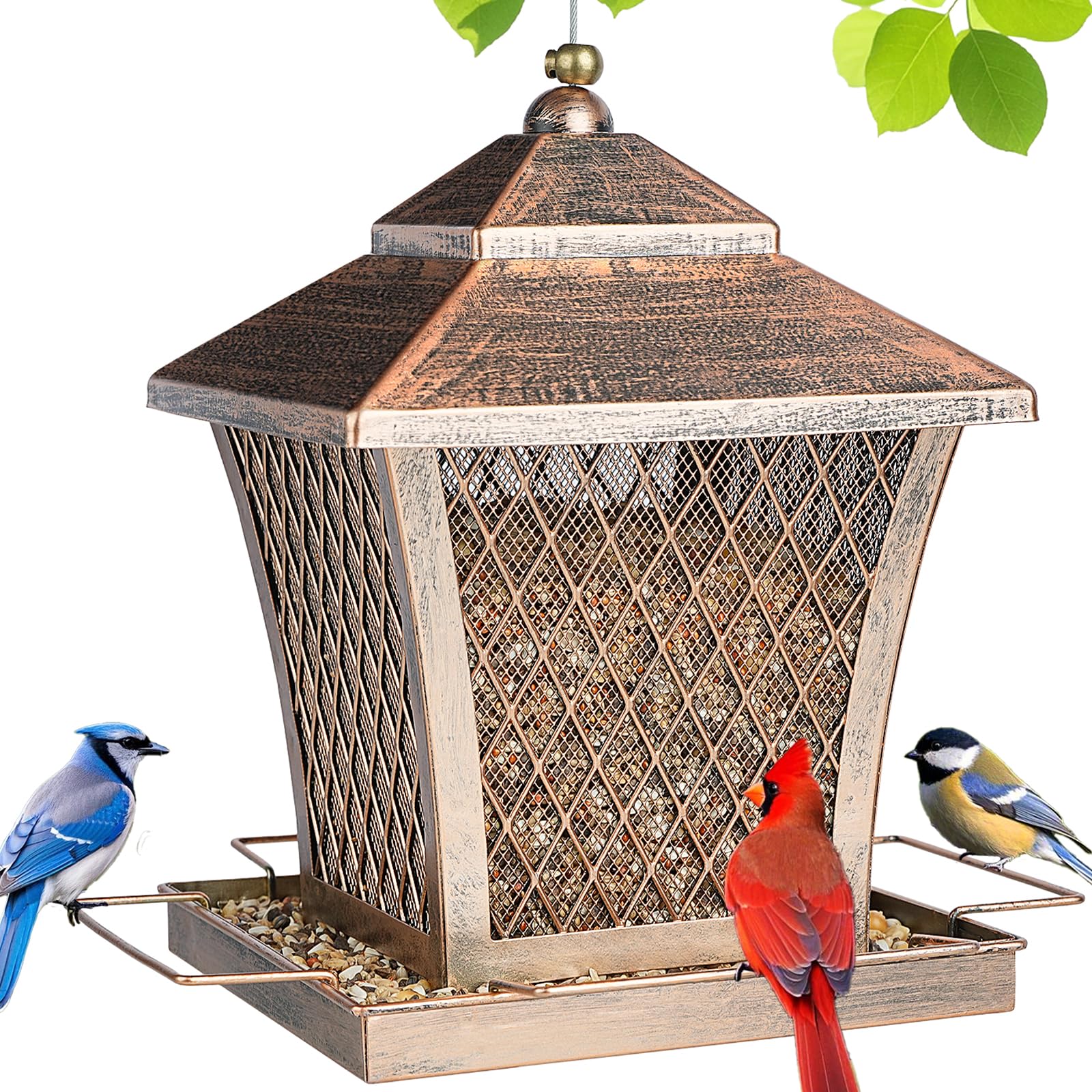 MYITYARD bird feeder with outdoor hanging bronze finish attracts songbirds and enhances garden ambience