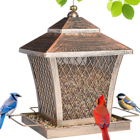 MYITYARD bird feeder with outdoor hanging bronze finish attracts songbirds and enhances garden ambience