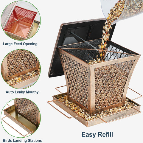 MYITYARD bird feeder shows spacious wide-mouth design for easy spill-free refills