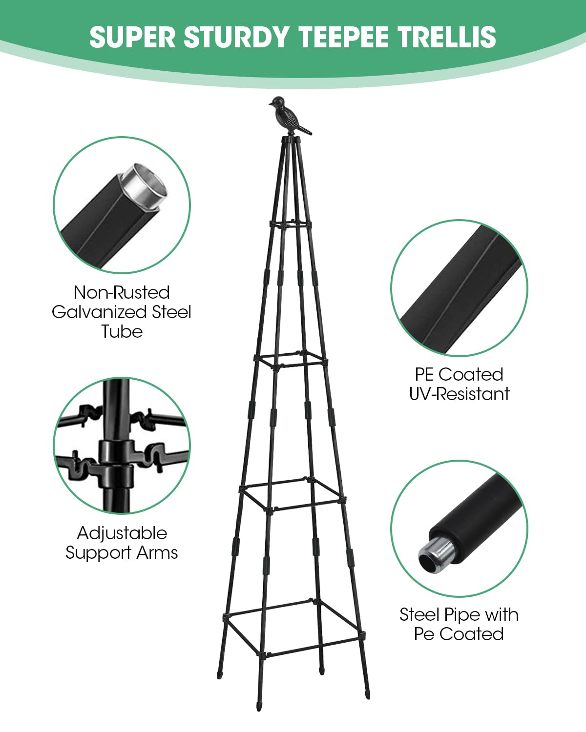 MYMULIKE includes ties and top connectors for complete installation