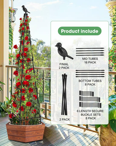 MYMULIKE versatile plant cages supporting vines, roses, beans and more