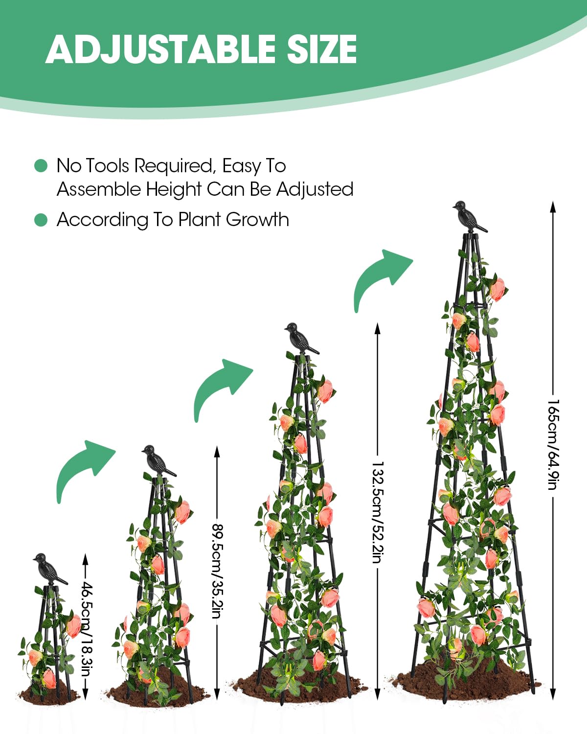 MYMULIKE obelisk trellis tower providing vertical support for tomatoes and cucumbers