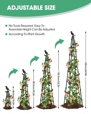 MYMULIKE obelisk trellis tower providing vertical support for tomatoes and cucumbers