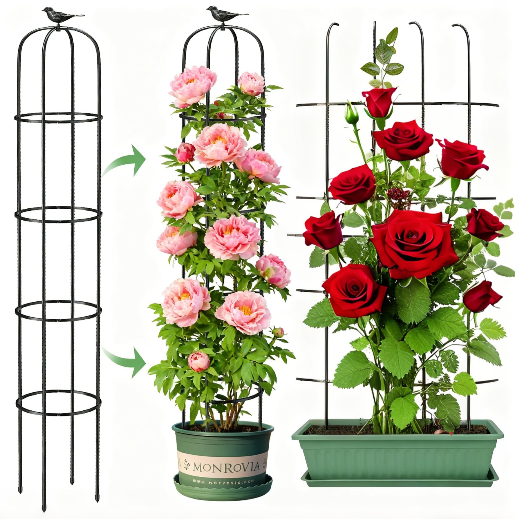 MYMULIKE 6.2ft garden obelisk trellis supports climbing plants outdoors