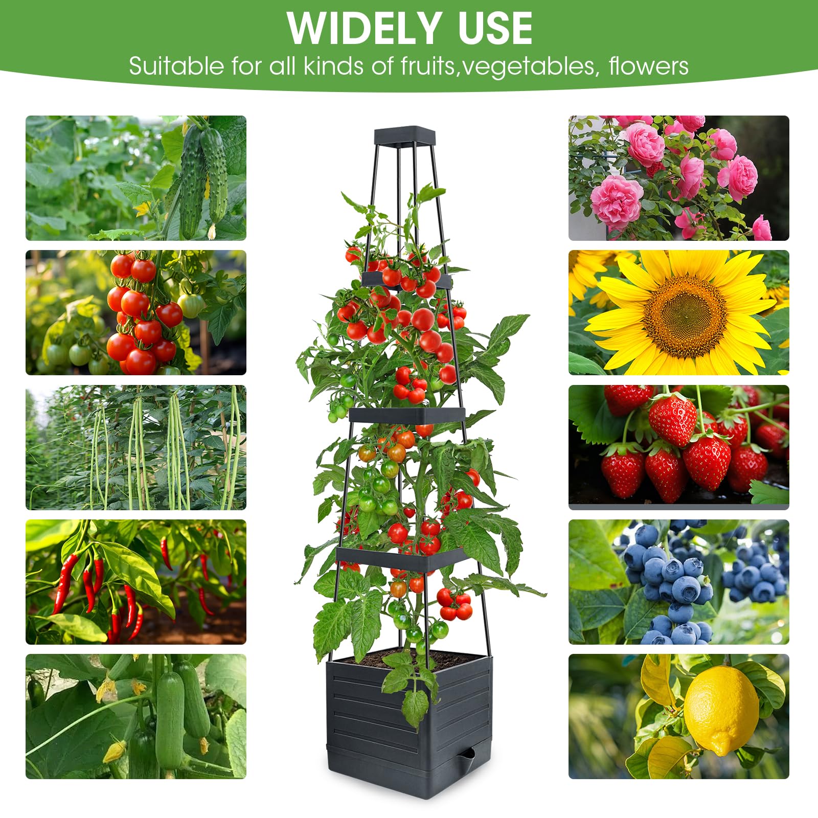 MYMULIKE adjustable-height garden bed connectors adapt to plant growth and sun exposure.