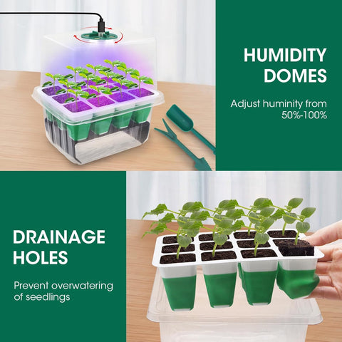 MYMULIKE Adjustable humidity dome with vents maintains steady seedling climate