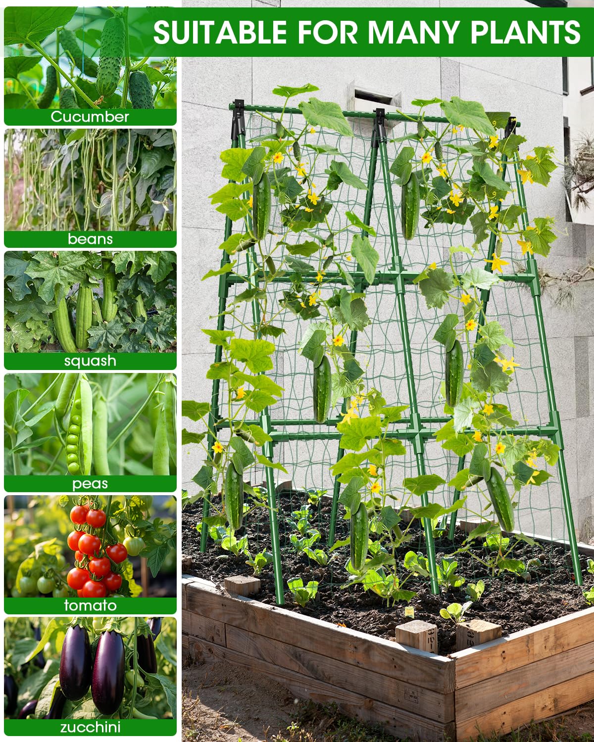 MYMULIKE adjustable width trellis fits varying bed sizes for flexible garden design.