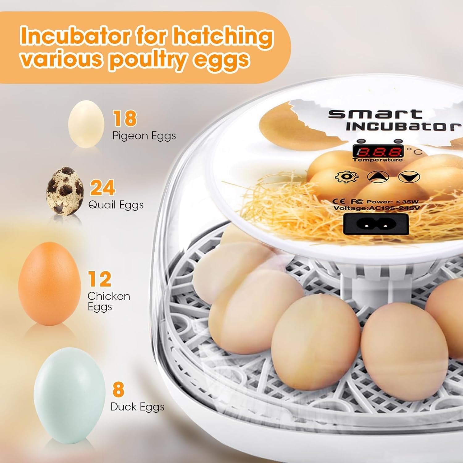 MYMULIKE automatic egg-turner rotates 12 eggs evenly during incubation