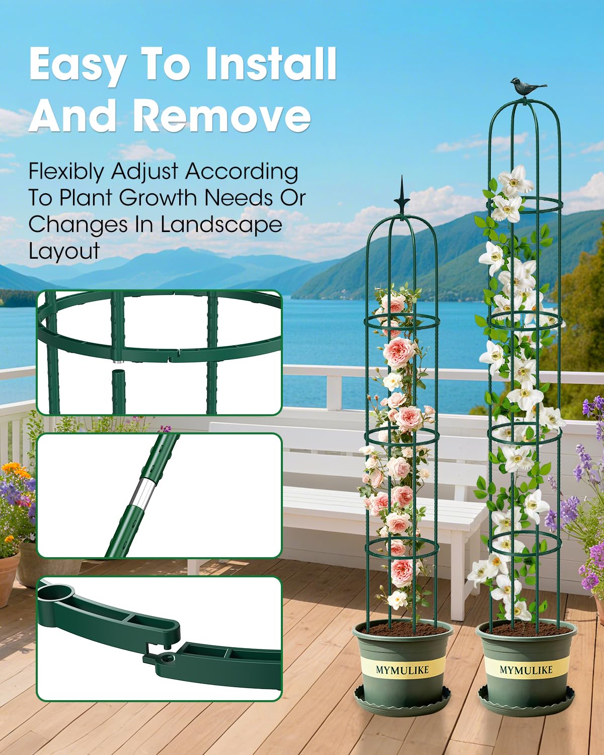 MYMULIKE climbing-vine trellis blends into green garden decor.