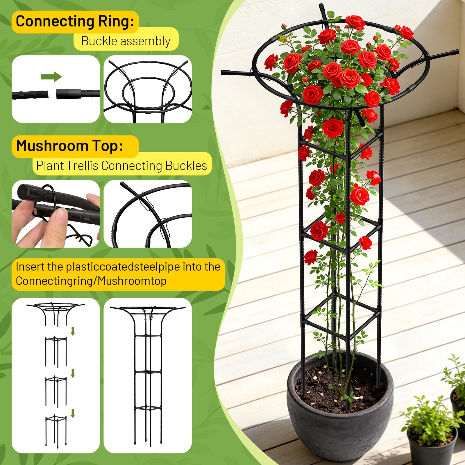 MYMULIKE durable trellis supports clematis, tomatoes, and peas.