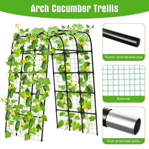 MYMULIKE garden trellis arch 7ft enables effortless under-arch harvesting.