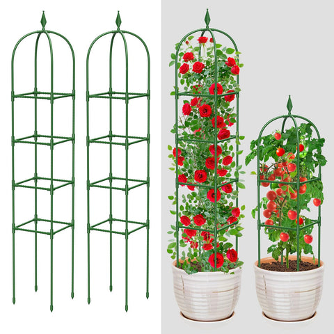 MYMULIKE garden trellis with 6ft height supports roses and vines with sturdy structure.