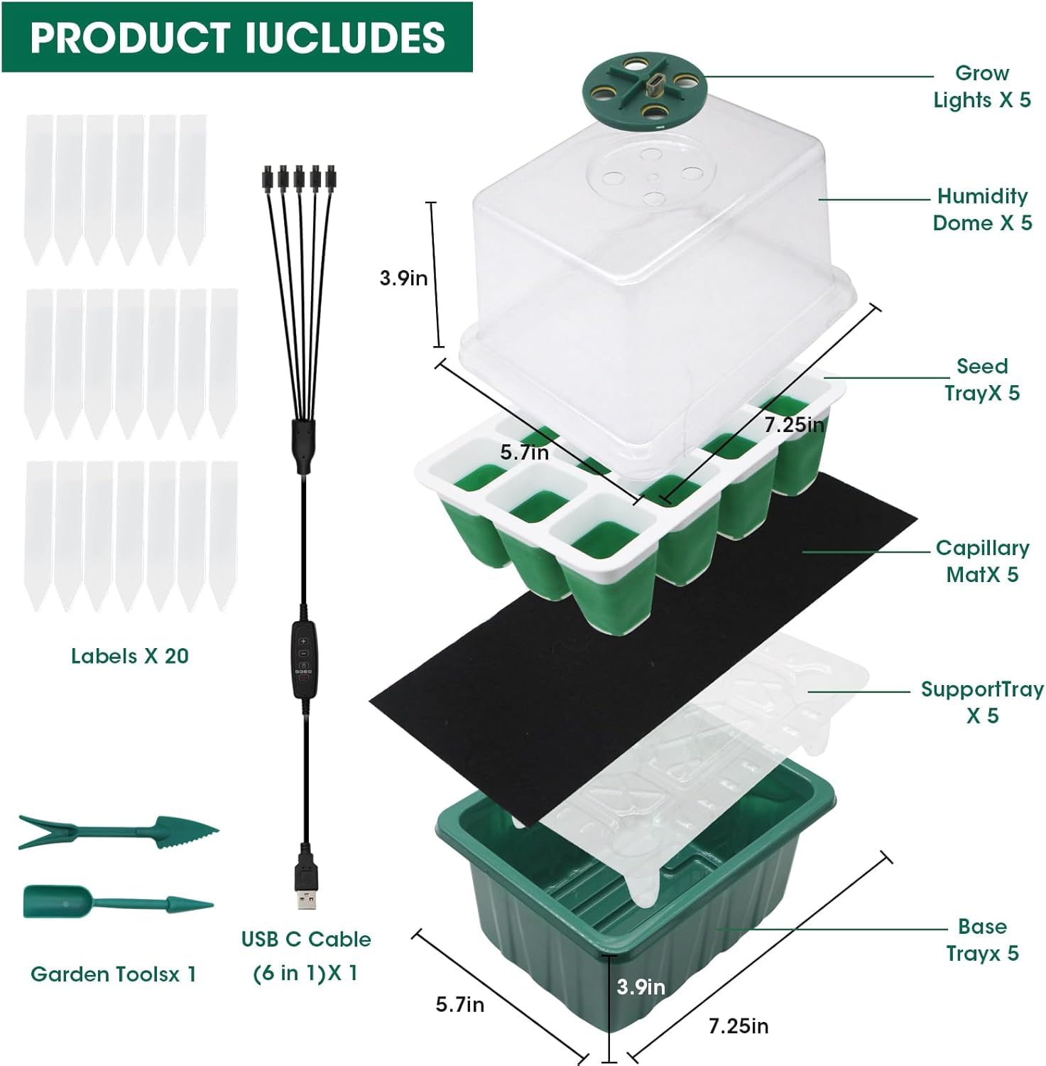 MYMULIKE Grow light panel provides full spectrum support for healthy seedling growth