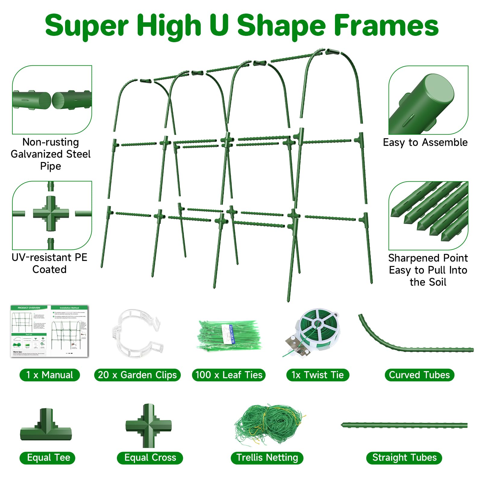 MYMULIKE nylon mesh and plant ties guide vines for tidy growth.