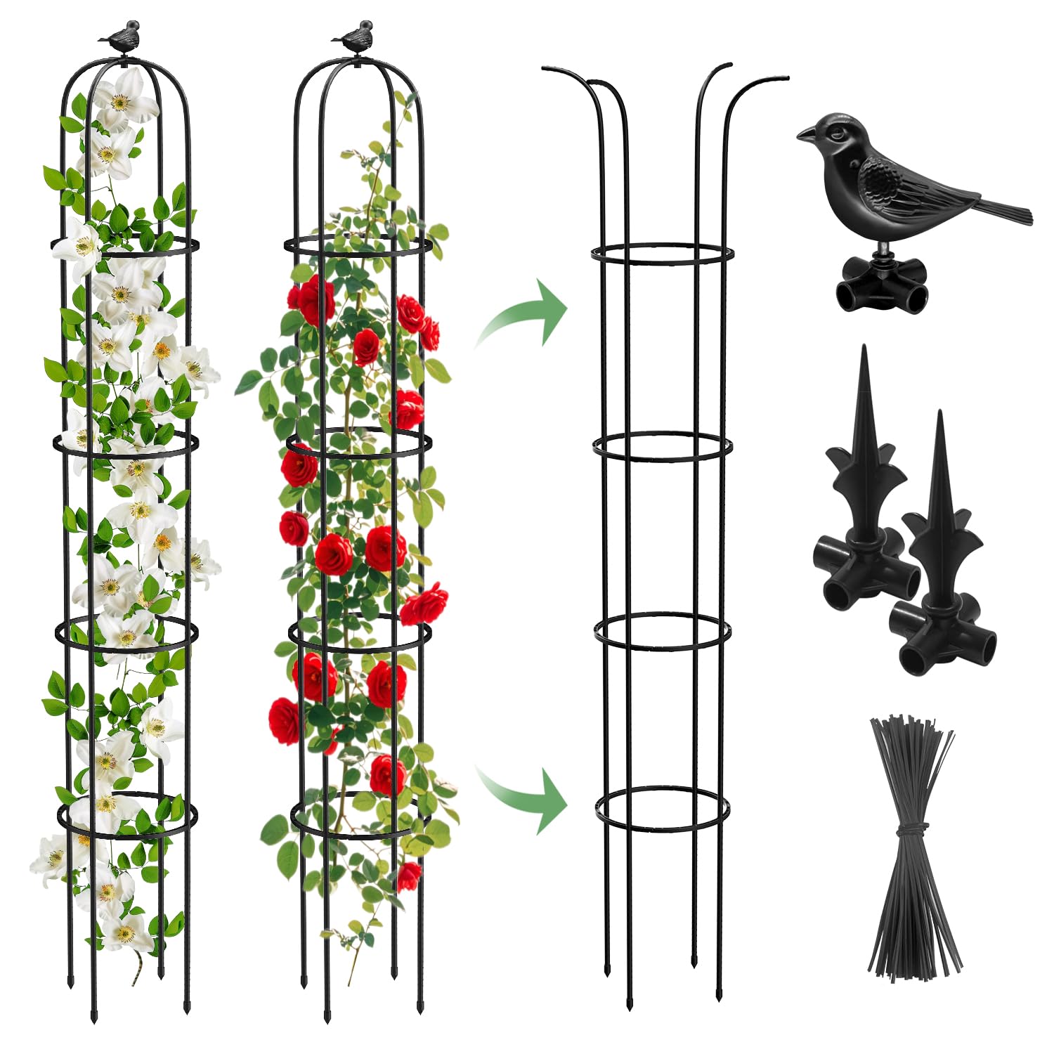 MYMULIKE obelisk trellis 6.2ft provides sturdy vertical plant support.