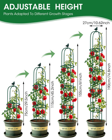 MYMULIKE obelisk trellis with rustproof coating for outdoor use.