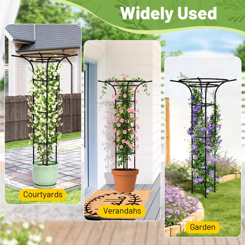 MYMULIKE outdoor garden trellis can hold string lights for ambience.
