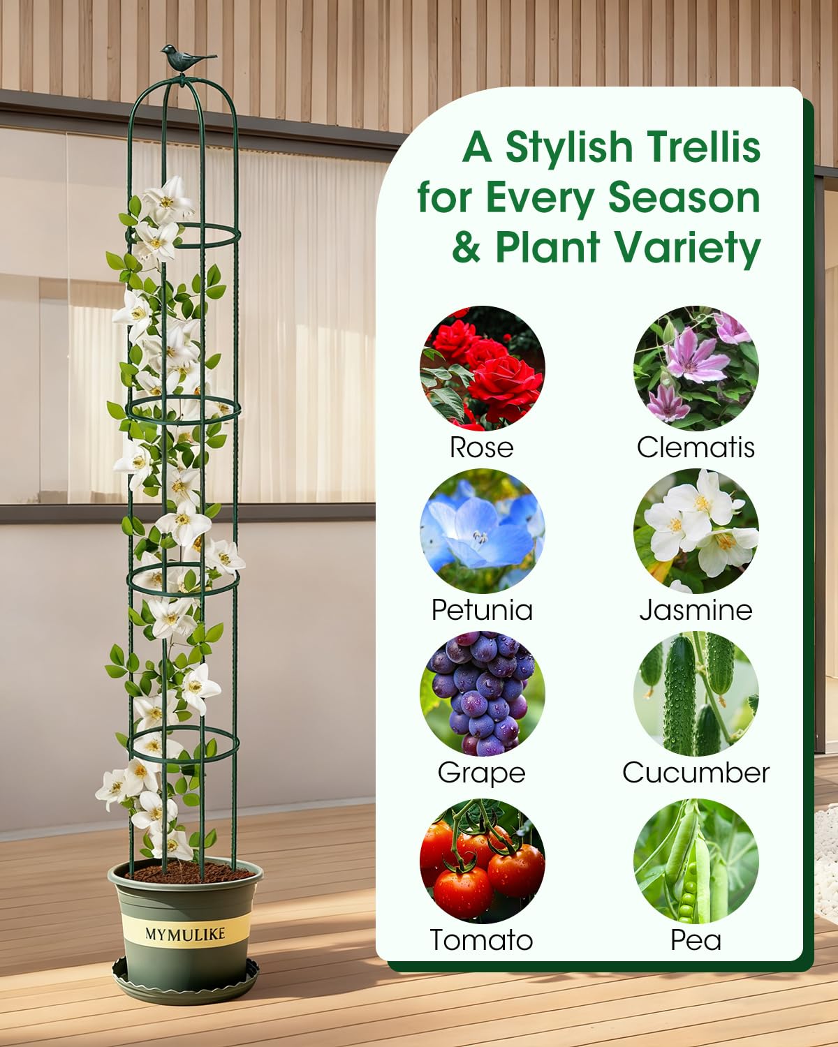 MYMULIKE rose trellis adds decorative structure for roses.