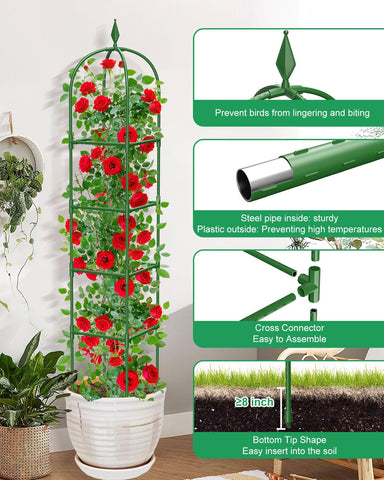 MYMULIKE rustproof steel construction ensures durable garden support against weather.