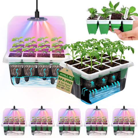 MYMULIKE Seed Starter Tray 60 cells for organized germination and seedling management