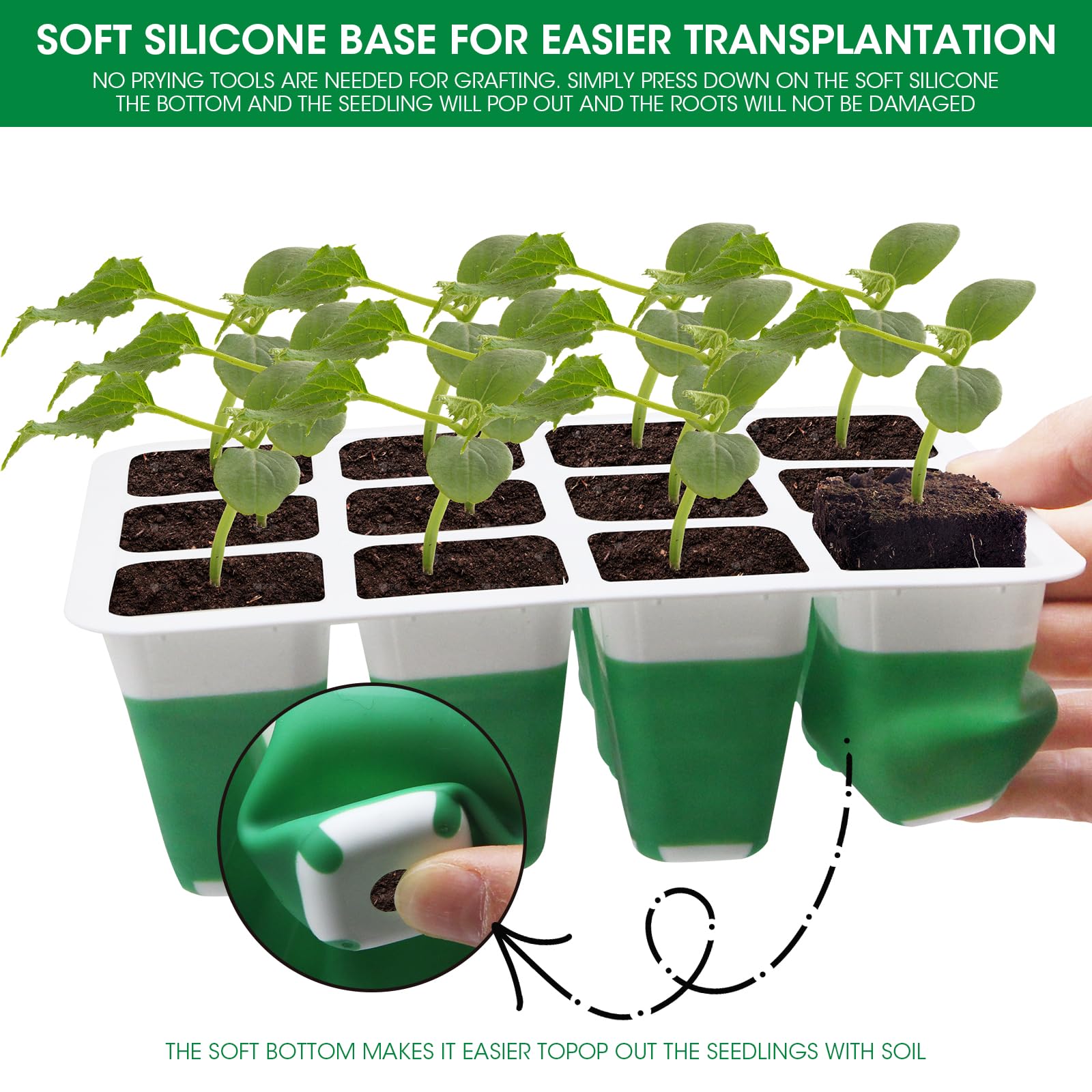 MYMULIKE Silicone-bottom tray drains excess moisture for healthy root development