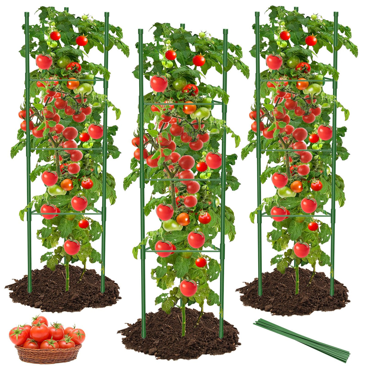 MYMULIKE tomato cages partially assembled ready to support climbing plants