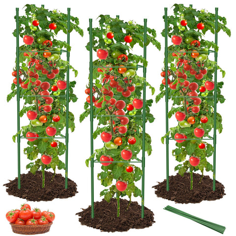 MYMULIKE tomato cages partially assembled ready to support climbing plants