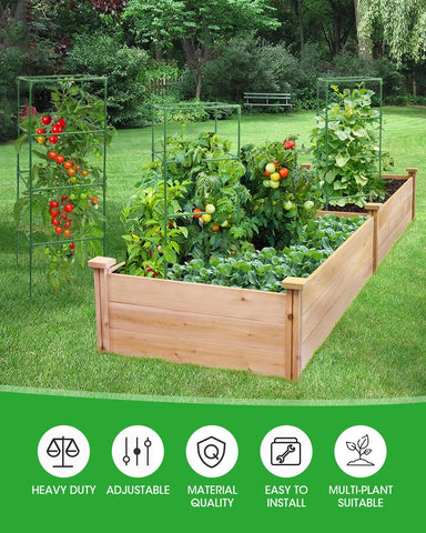 MYMULIKE height-adjustable trellis adapts to different vegetables in pots or beds.