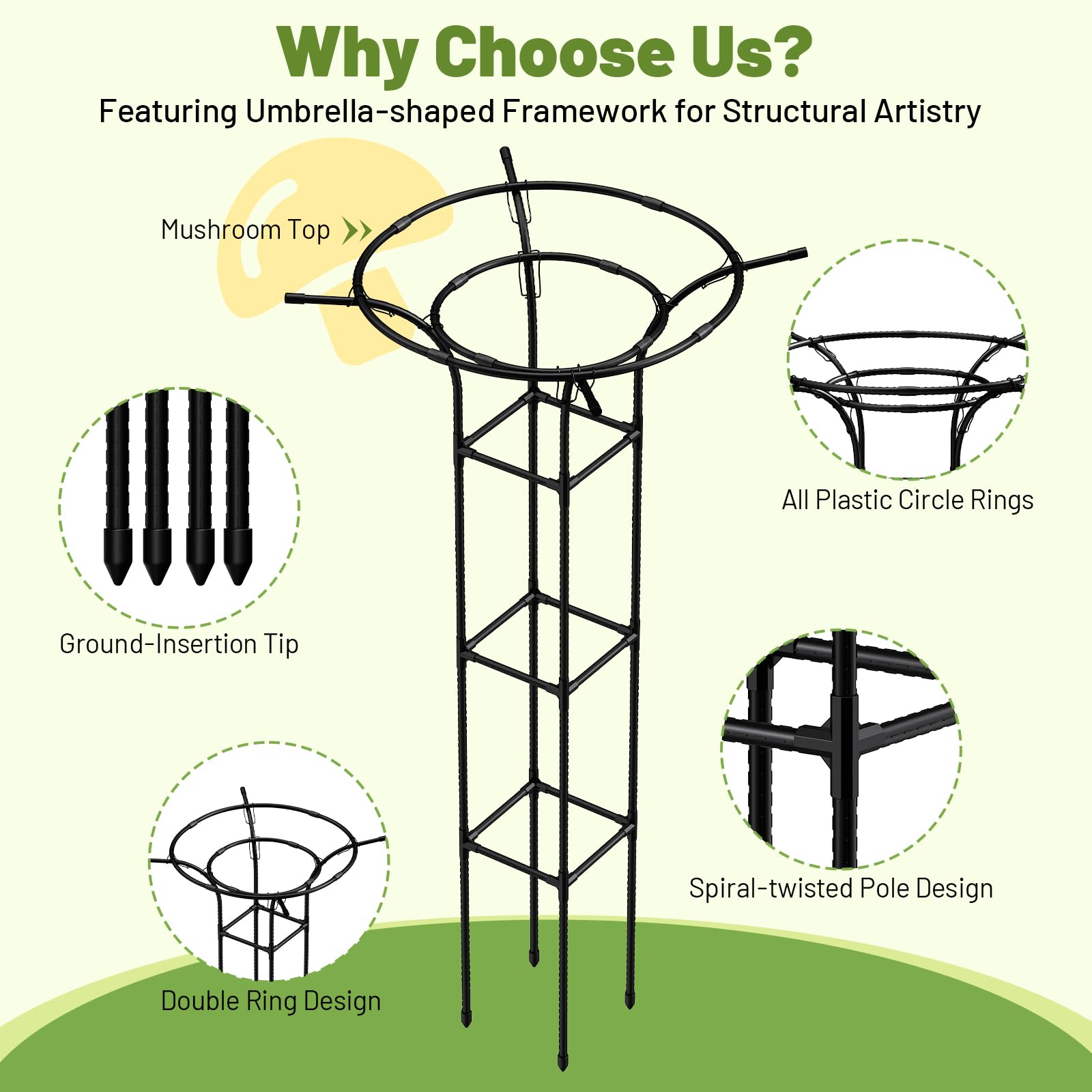 MYMULIKE vegetable trellis supports tomatoes and cucumbers in containers.