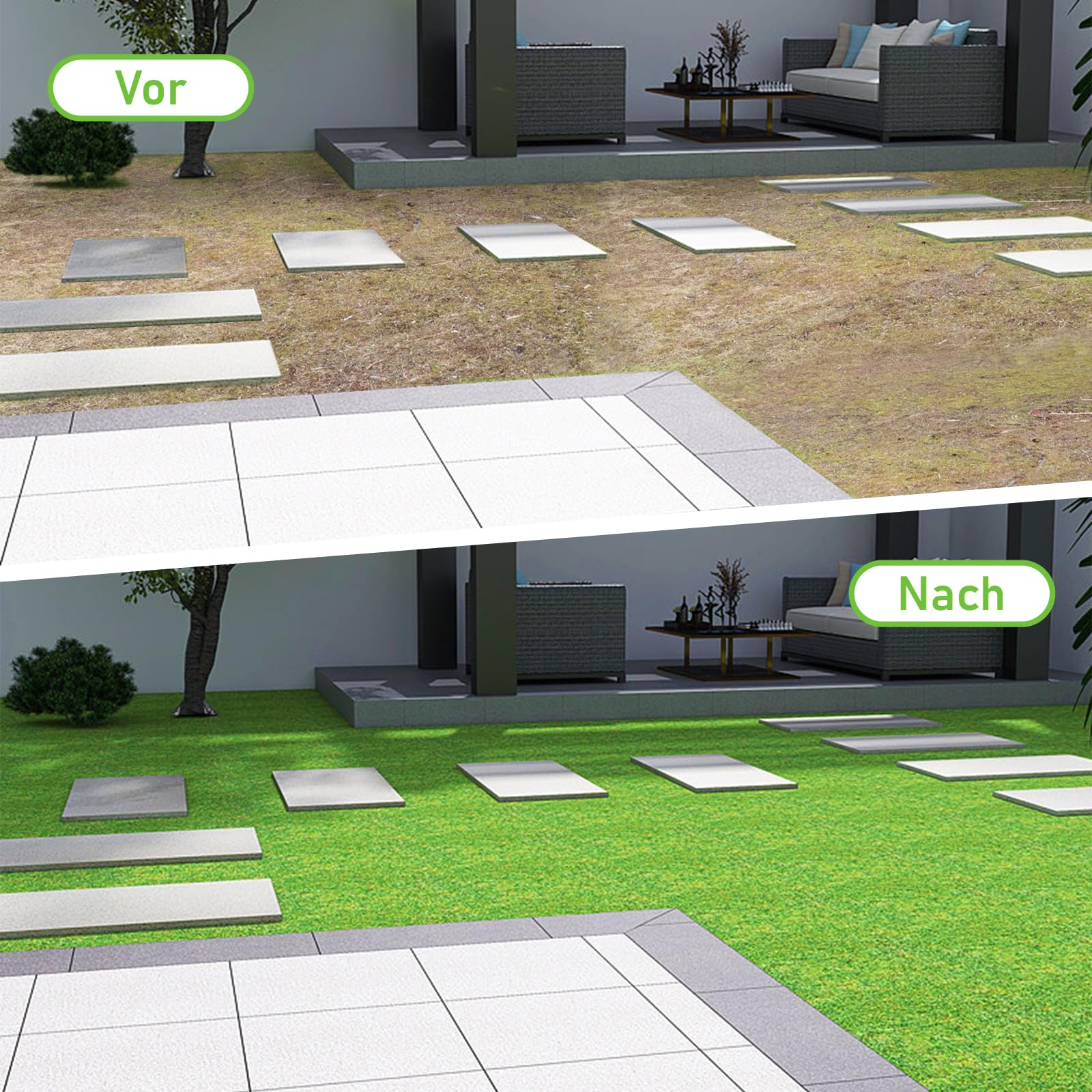 MYOYAY outdoor setup on a patio with easy roll-out for lawn ambience