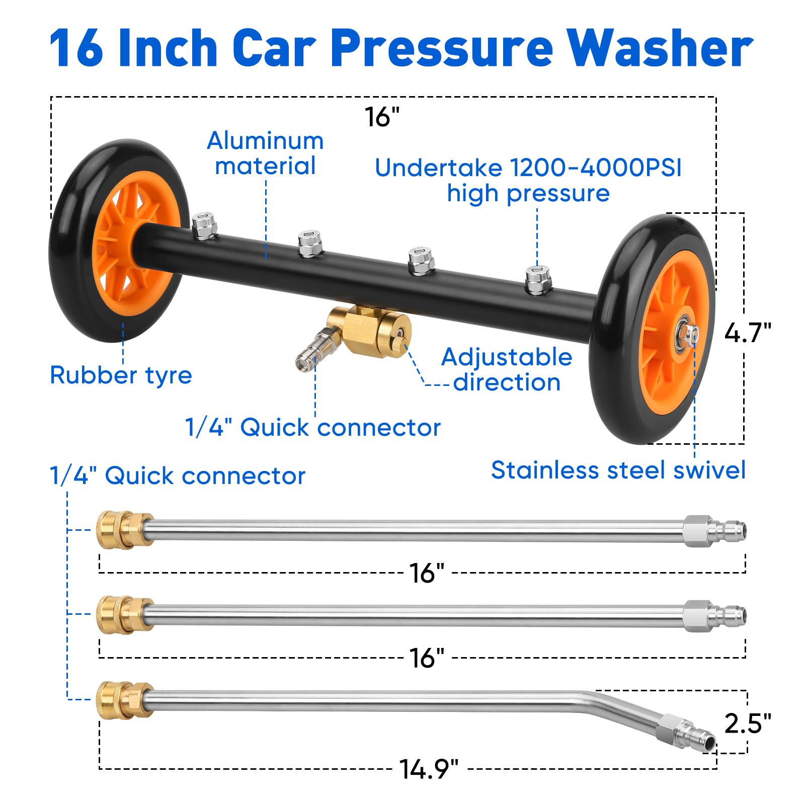 MYPIN 4000 PSI capability powers undercarriage and outdoor cleaning tasks.