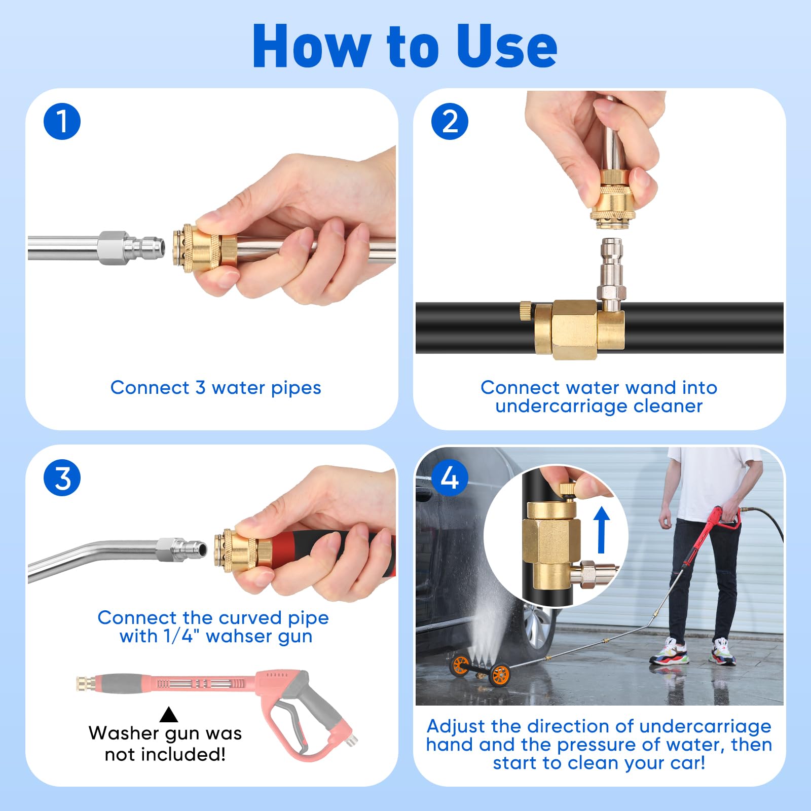 MYPIN easy-assembly water hose connection for ready cleaning.