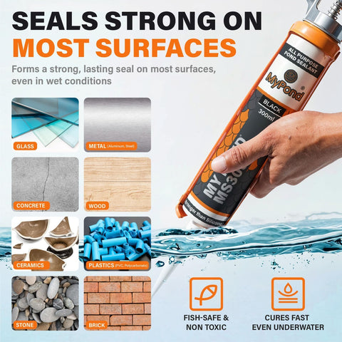 Underwater application using MyPond MS300 to seal pond leaks